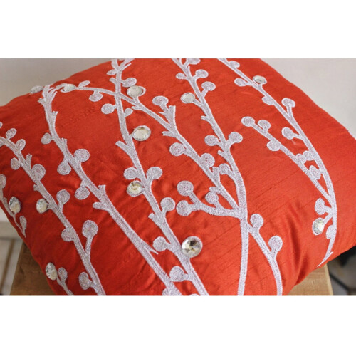 Μαξιλαροθήκη Coral Orange, 12x12 ιντσών με λουλούδια, τετράγωνη θήκη μαξιλαριού από 1