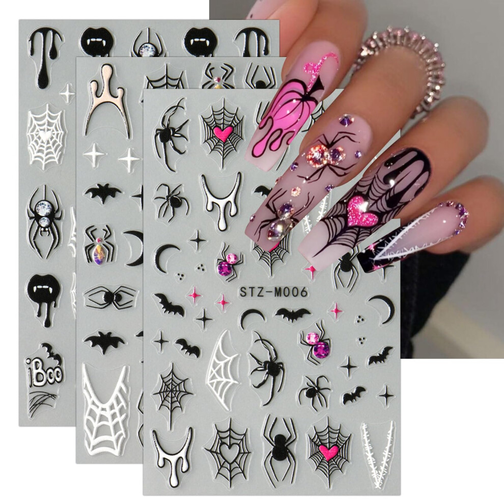 Halloween Nail Stickers Decals 6 Sheets SelfAdhesive Acrylic or Natural Nail Art Designs