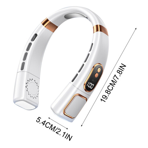 Ventilatore da collo silenzioso con display digitale USB e illuminazione ambientale, portatile. 2
