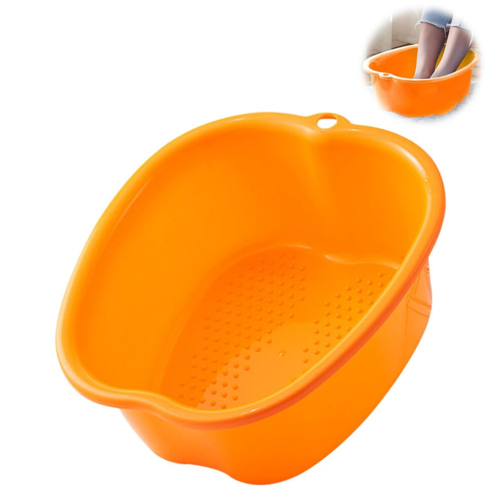 Orange Foot Spa Tub With Builtin Massage Nodes, Thickened Foot Soak Basin For Home Spa And Pedicure