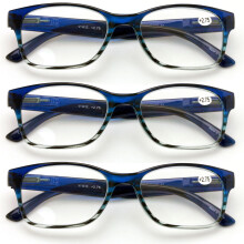 3 perechi de ochelari de citit clasici cu balamale cu arc - Ochelari de citit cu mărire RX, maro, violet, albastru, pentru bărbați sau femei