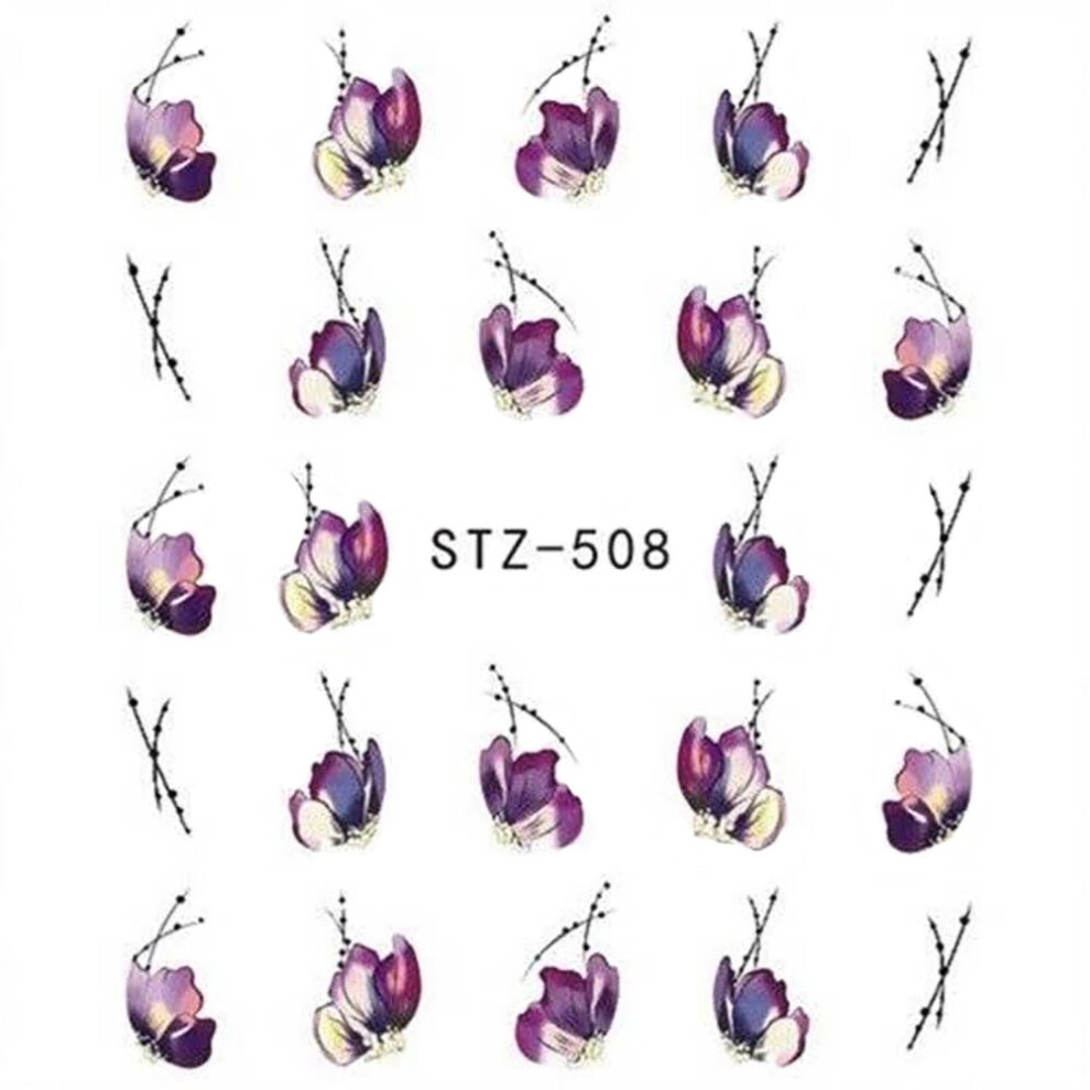 Nail Art Stickers Sheets of 8 Water Transfer Flower Nail Decals for DIY Manicure Decoration