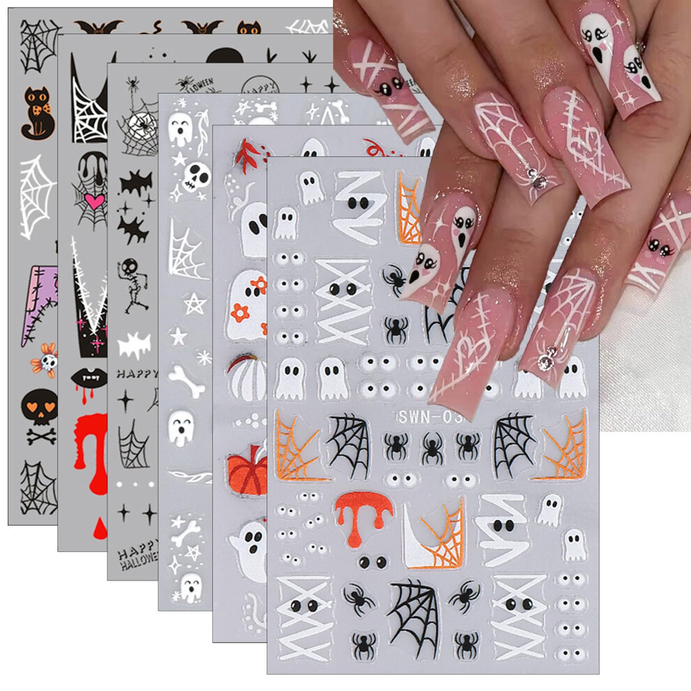 Halloween Nail Stickers 3D Self Adhesive Ghost Pumpkin Spider Web Decals for DIY SalonQuality Nails