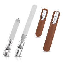 Stainless Steel Double Sided Nail File with Case, Professional Metal File for Natural Nails