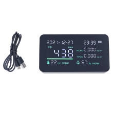 Smart Air Quality Monitor Portable Rechargeable Milk Frother 5 In 1 Indoor Environment Monitor Electric Handheld Frother With CO2 TVOC Detection