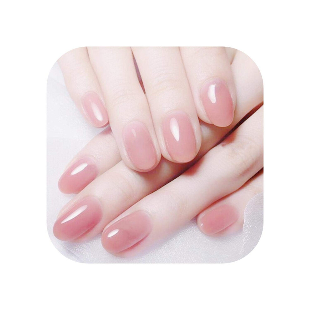 Short Pink Gradient Press On Nails Set, 24pcs Full Cover French Tip Fake Nails for Salon and Home Use