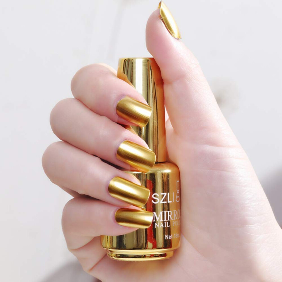12 Color Metallic Mirror Effect Nail Polish Glossy Long Lasting Quick Drying Varnish