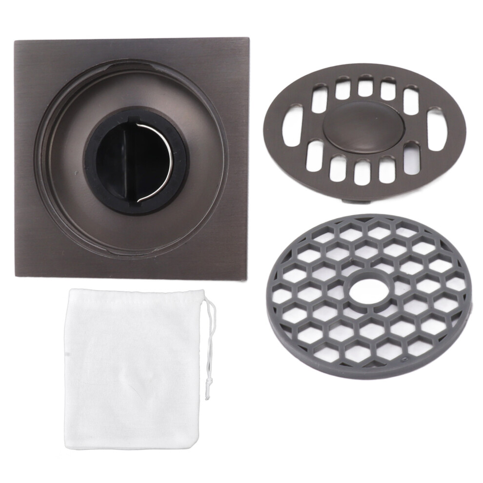 Floor Drain Cover Brass Material Rust Proof Shower Drain Grate Oil Rubbed Bronze Finish Clog Prevention Integrated Slope Bonding Flange Easy Installat 9074015914981