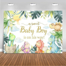 Dinosaurier-Babyparty-Hintergrund, Dekoration für die „Es ist ein Junge“-Party, süßes Dino-Babyparty-Banner, Hintergrund