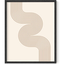 Line Art Mid Century Modern Wall Decor - Boho Abstract Geometric Prints, Snaking River (16x20 in)