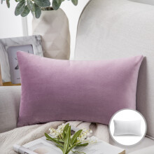 Phantoscope Soft Silky Velvet Series Decorative Throw Pillow, 12" x 20", Pink Purple, 1 Pack