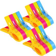 Colors 12-Pack Large Plastic Clothespins for Laundry, Towels, Blankets, Beach Chairs to Prevent Towels from Blowing Away by the Wind