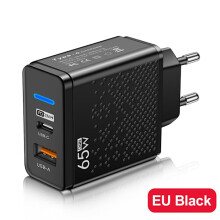 Luchtaire Tapa Luchtaire USB C 65W Le haghaidh comhoiriúnach le iPhone 12USB Dubh