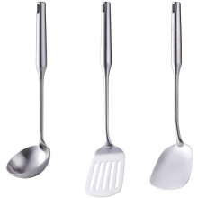 Liach Anraith & Spatula Wok & Spatula Sliotáilte, CEANNAIGH & ÚSÁID 3 phíosa Tacar Uirlisí Cistine Cruach Dhosmálta, Uirlisí Cócaireachta