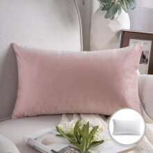 Phantoscope Soft Silky Velvet Series Decorative Throw Pillow, 12" x 20", Light Pink, 1 Pack
