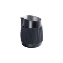 Stainless Steel Milk Frothing Jug 420ml Handleless Latte Art Pitcher with Silicone Grip and Bevelled Spout
