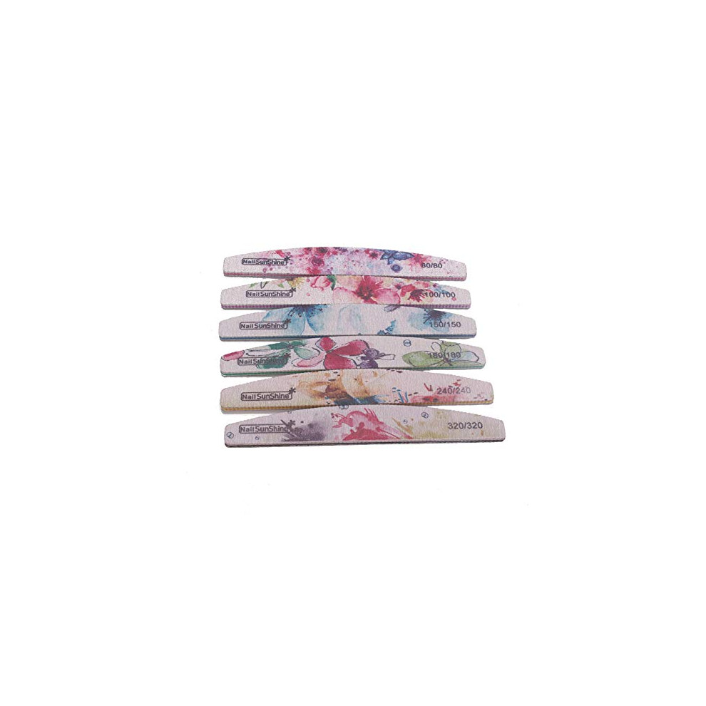 Nail File and Buffer 18cm Printed Double Sided Multiple Grit Washable for Manicure Pedicure