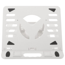 Supporto per computer portatile, pieghevole, in plastica bianca, per tablet.