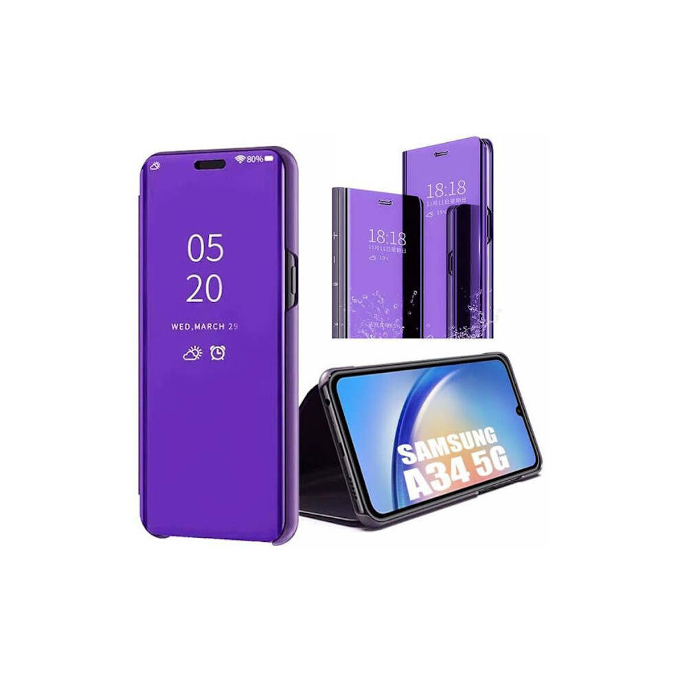 Protective Case - Compatible With Samsung - Galaxy A34 5G - Hard - Transparent Window Purple 9164030266964