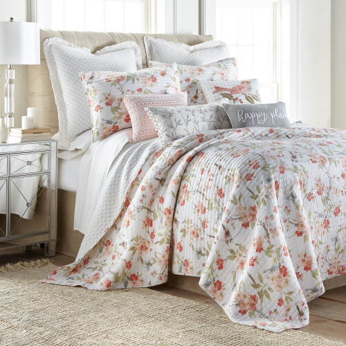 Levtex Home - Pippa - Διακοσμητικό μαξιλάρι (12x24 ίντσες) - Gingham για πουλιά - Σομόν, Ρουζ, Ροζ, 2