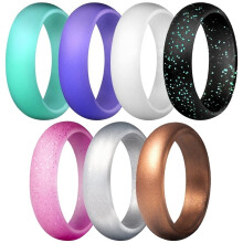 7 stk. flerfarvet mode silikone fingerring par elsker smykker gave