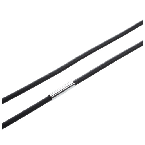 Colar com cordão de borracha preta de 3 mm e fecho de aço inoxidável - 60 cm (24 polegadas) 2