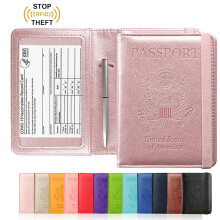 Passport & Vaccine Card Holder Combo, Leather Travel Organizer with RFID Blocking, CDC Card Slot, Compatible with Women and Men