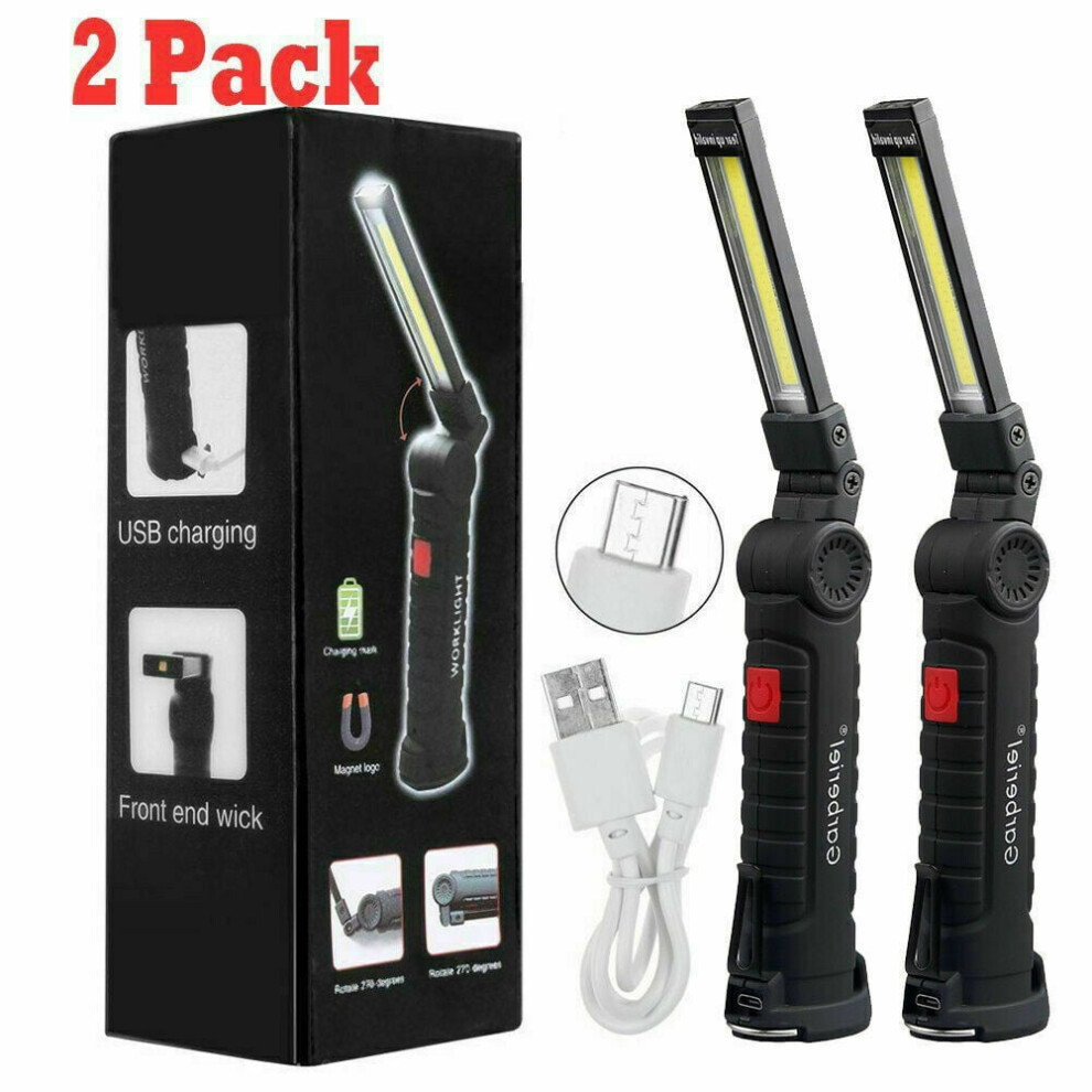 Magnetic Rechargeable Cob Led Red Work Light Lamp Flashlight Folding Torch 9395123360270