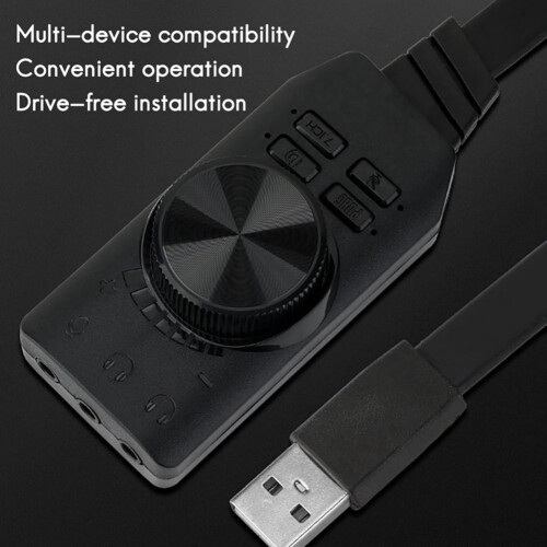Προσαρμογέας κάρτας ήχου USB 7.1 καναλιών Διεπαφή ήχου 3.5 mm USB 2.0 Μικρόφωνο Ακουστικά 2
