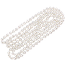 Collana lunga a catena con perle finte, bianca