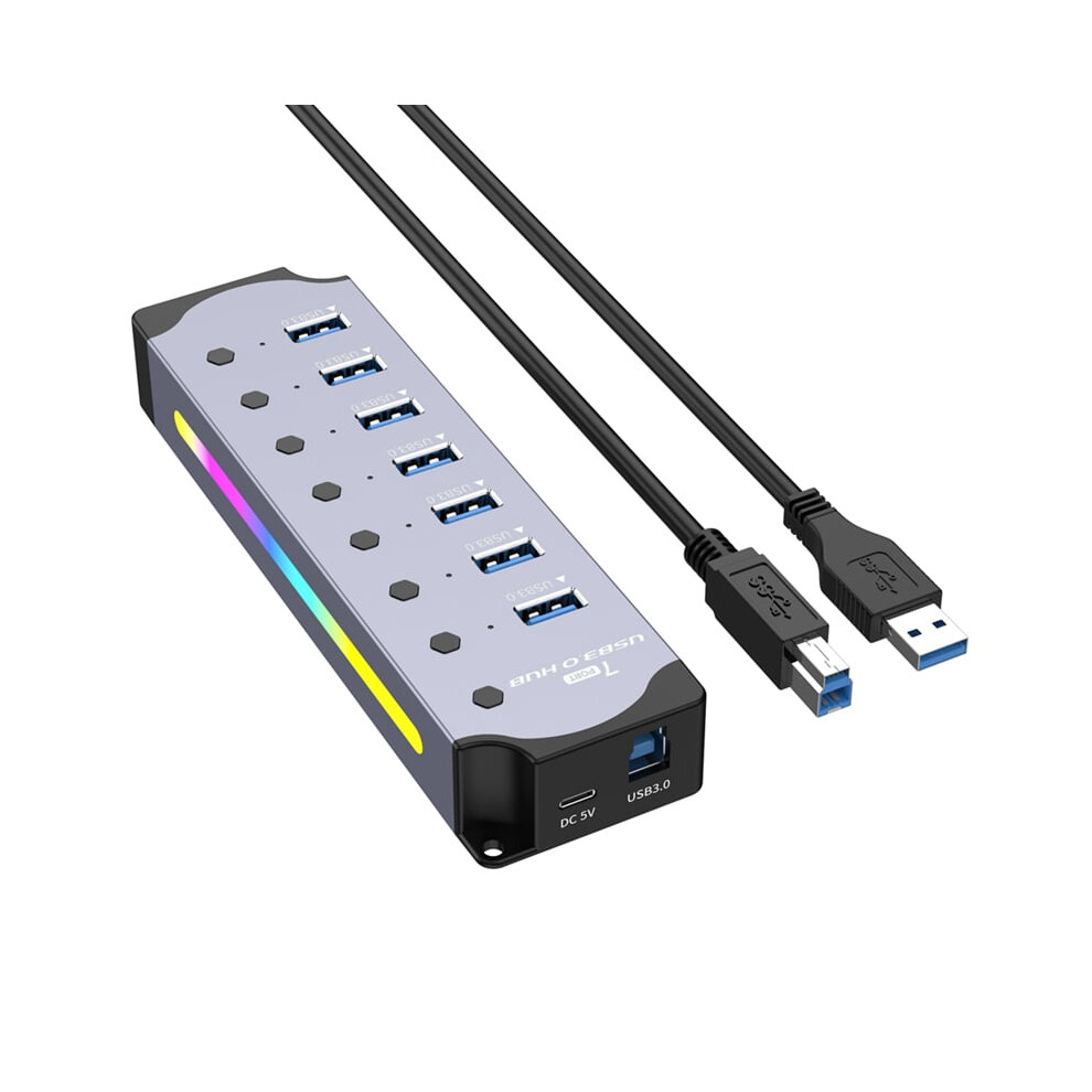 Multifunction Rgb Usb 3.0 Hub With 5Gbps Fast Transmission Splitter Bc 1.2 Charging Protocol Computer Expansion Dock 9389440630727