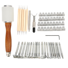 Set di strumenti per intaglio del cuoio per la lavorazione del cuoio, set di punzoni per stampi in cuoio con martello in gomma, strumenti