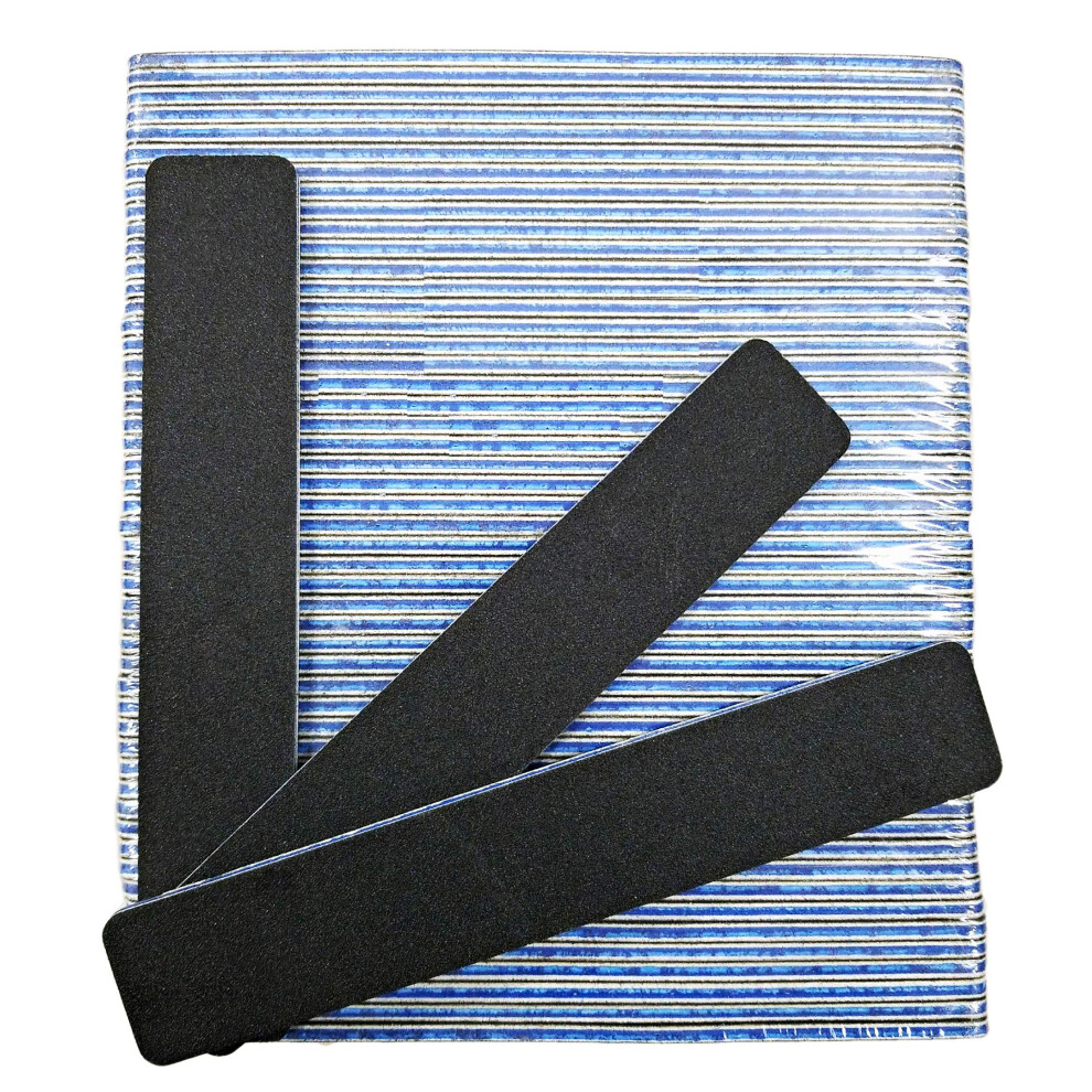 Black 50Pc 100 Grit Jumbo Nail Files Doublesided Emery Boards For Acrylic Nails