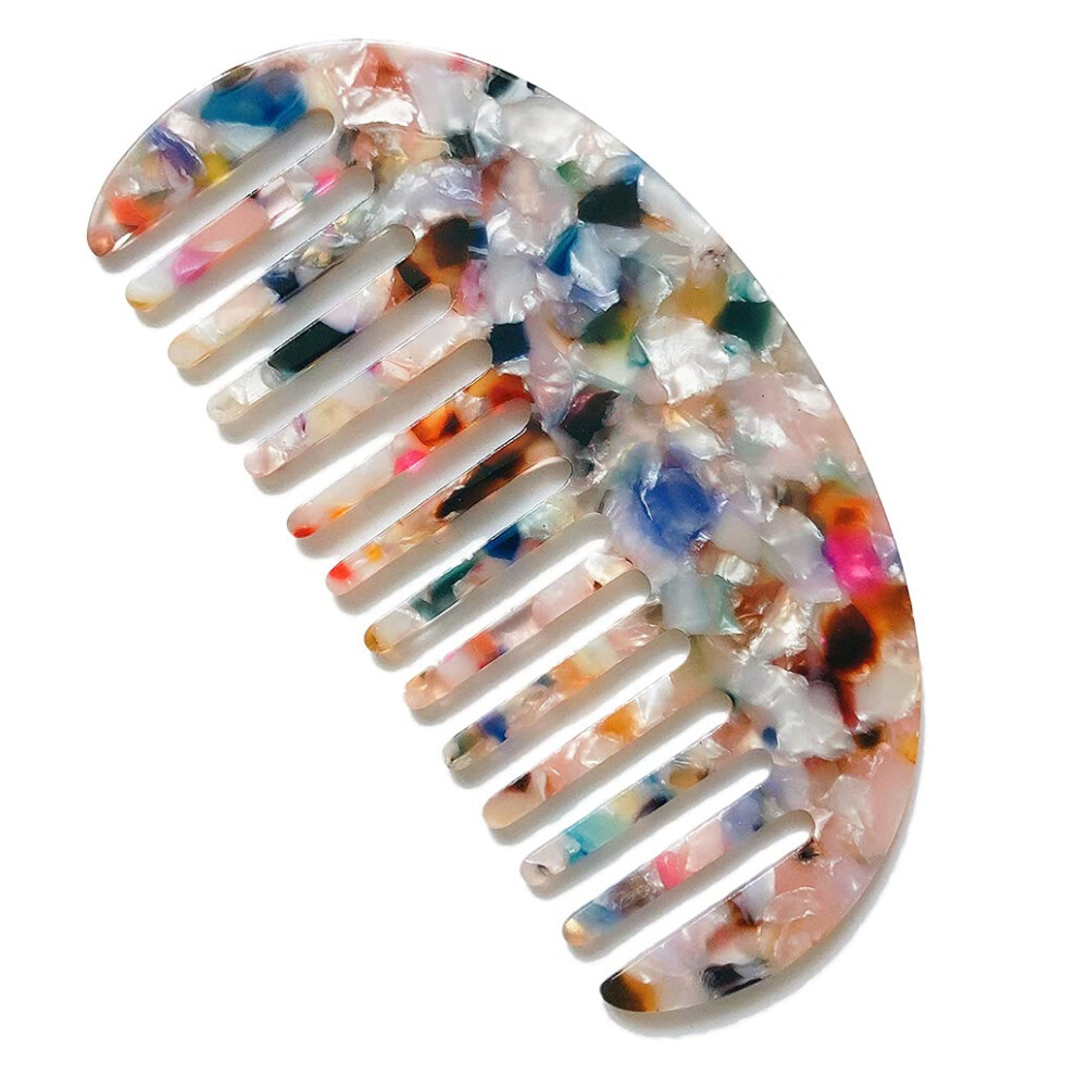 Wide Tooth Marble Leopard Acetate Detangling Hair Comb for Gentle AntiStatic Smoothness and Frizz Reduction