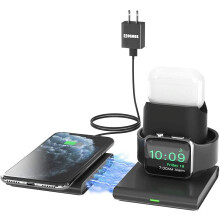 Trådløs oplader, trådløs opladningspad kompatibel med iPhone 13, 12Pro, 12/11Pro Max/X/XS/XR/8Plus, iWatch 7/6/5/4/3/2/1