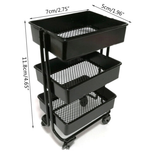 Αξεσουάρ επίπλων Apooke Dollhouse Rolling Utility Cart Rack Mini Scene Model 2