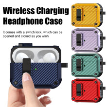 Custodia Xinyolin per AirPods Pro 2, custodia protettiva antiurto con blocco interruttore, supporto per la ricarica wireless, design anti-caduta.