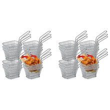 2 Cestos para Fritura, Suporte para Batata Frita, Mini Cestos para Servir Alimentos, Reutilizáveis, para Fritadeira.