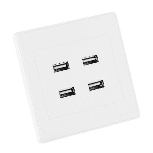 Πρίζα USB τοίχου, 4 θύρες USB, πρίζα φόρτισης για ηλεκτρικό ρεύμα DC5V, οικιακό γραφείο, 1