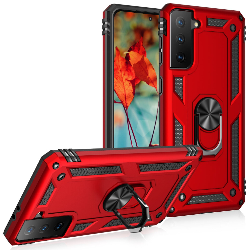 Compatible With Samsung Galaxy S21+ Case, Ring Holder Kickstand Magnetic Hybrid Rugged Shockproof Cover, Darkgreen 9164030427822