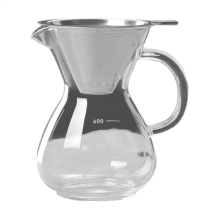 Cafetière en verre avec filtre, résistante aux hautes températures, pour expresso, graduée, 400 ml