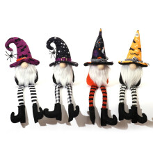 4 phíosa maisiúcháin Plush Gnome Oíche Shamhna, comhoiriúnach le Tomte Nisse, bábóg lámhdhéanta Sualannach le cosa fada, Plush gan aghaidh
