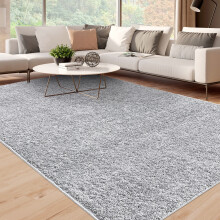 Garvee 4' x 6' Living Room Area Rug for Bedroom Non-Shedding Modern Solid Plush Rug Carpet for Playroom Dining Room, Silver Gray