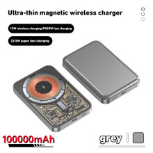 Mini Power Bank de 100000 mAh con MagSafe, carga rápida tipo C, portátil y compatible con iPhone, Samsung, Xiaomi y Huawei.