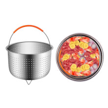 2 cestas vaporeras compatibles con accesorios de 6QT y 8QT, inserto de acero inoxidable con asa y patas para verduras, frutas y huevos.