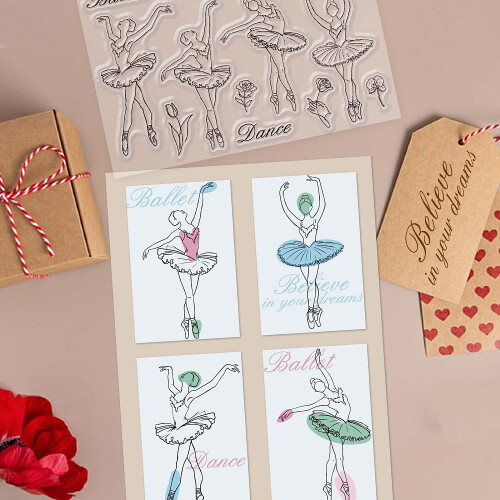 Σφραγίδες μπαλέτου 1 φύλλου, συμβατές με scrapbooking, γενέθλια, άλμπουμ φωτογραφιών, 2