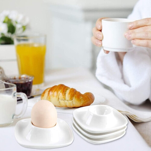 Ceramic Egg Cups and Egg Holder Set 2pcs Durable Porcelain for Soft Boiled Eggs Breakfast 2