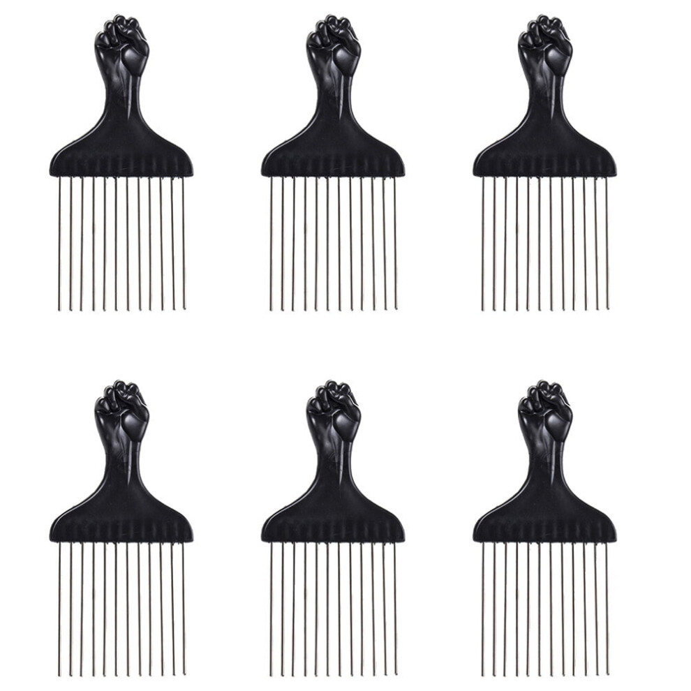 Unisex 6Pcs Afro Pick Combs Steel Pick Combs Afro Braid Combs Hair Styling Tools