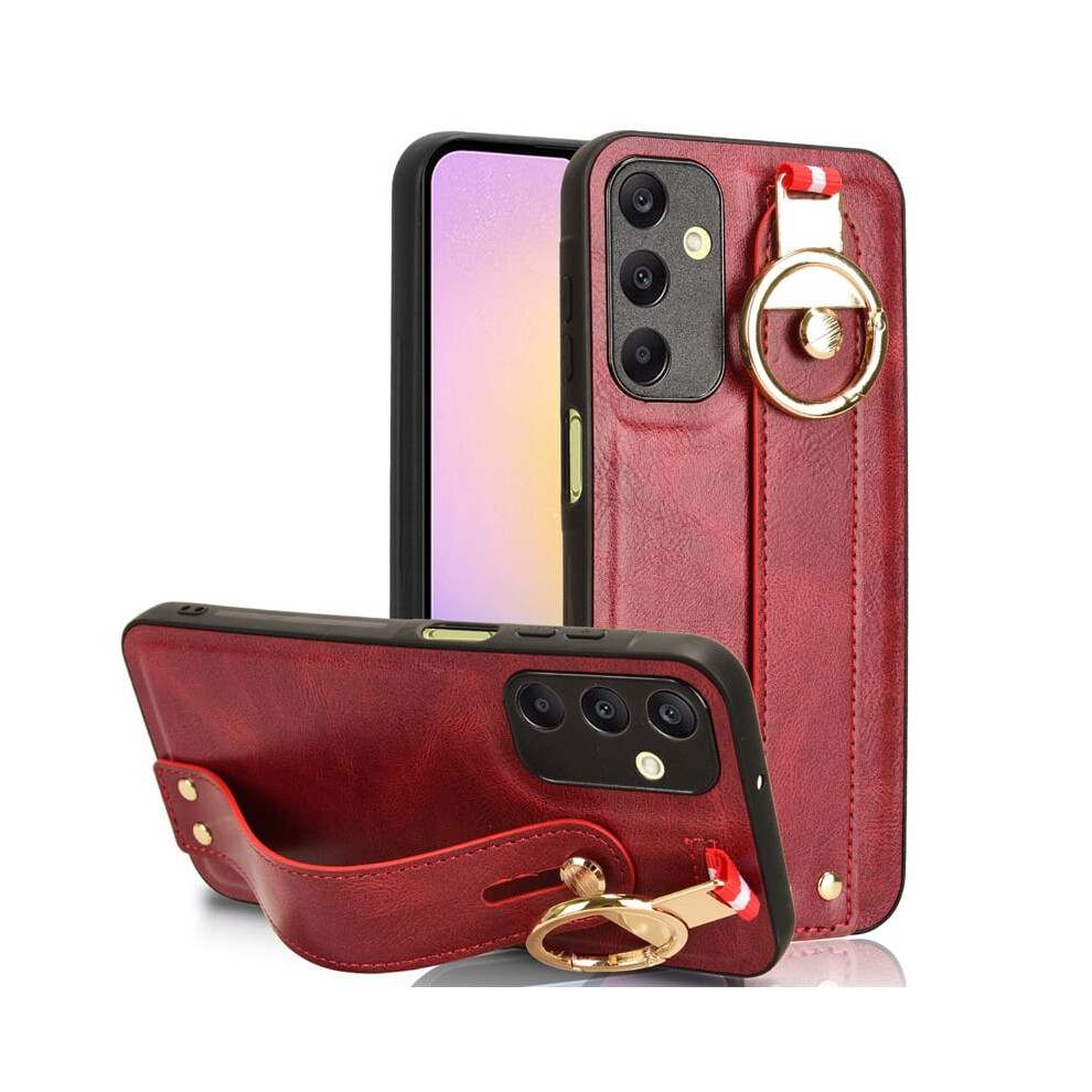 Luxury Leather Case Compatible With Samsung Galaxy A25, With Wristband, Kickstand & Hand Holder Bumper For Men, Women, Girls - Galaxy A25 5G 9164030985537