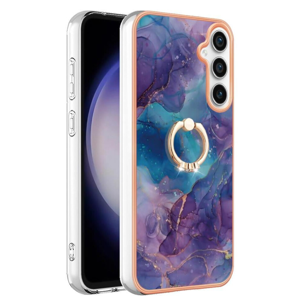 Case For Compatible With Samsung Galaxy S23 Fe 5G 360 Rotatable Ring Marble Shockproof Tpu Silicone Bumper 9164030985759